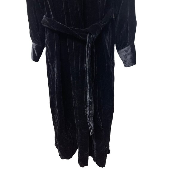 Good American Women's Robe Kimono Black Velvet Wrap Belt Viscose Jacket Large - Picture 5 of 12